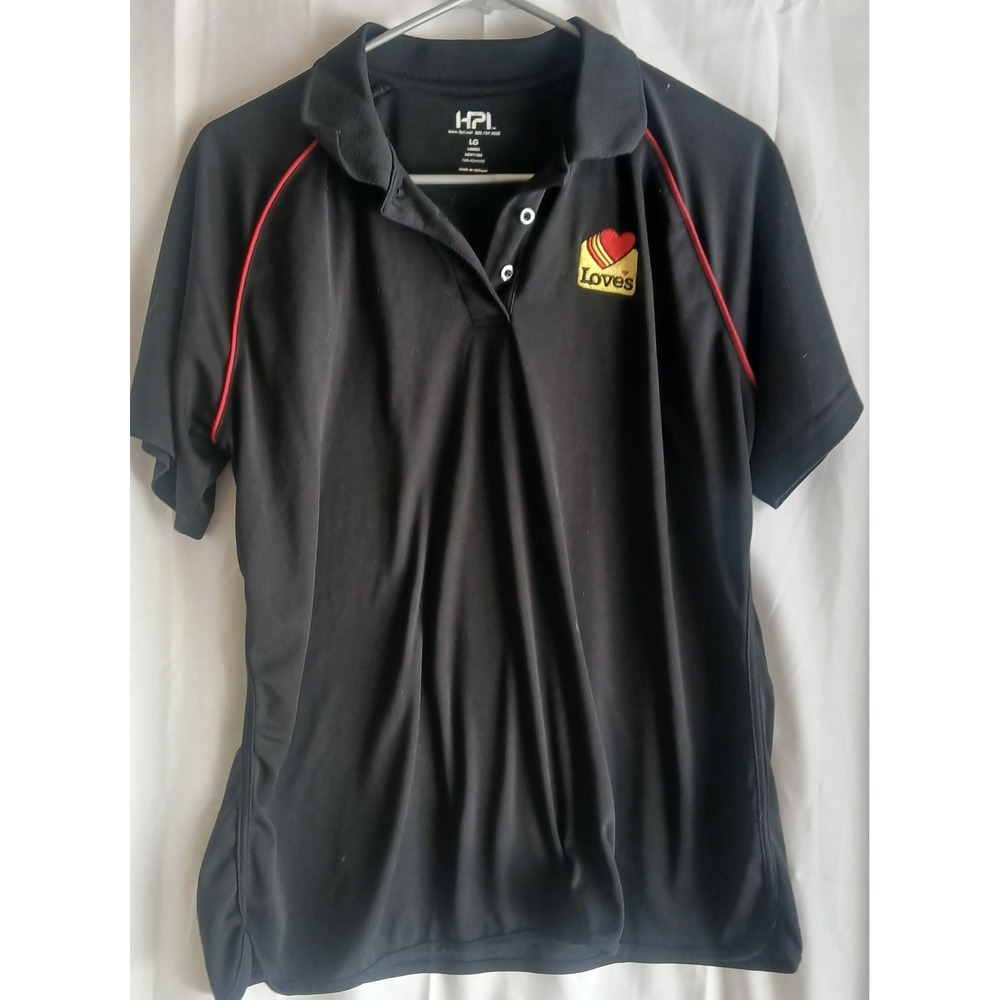 Loves Womens‎ Black Work Polo Shirt Size Ladies Large